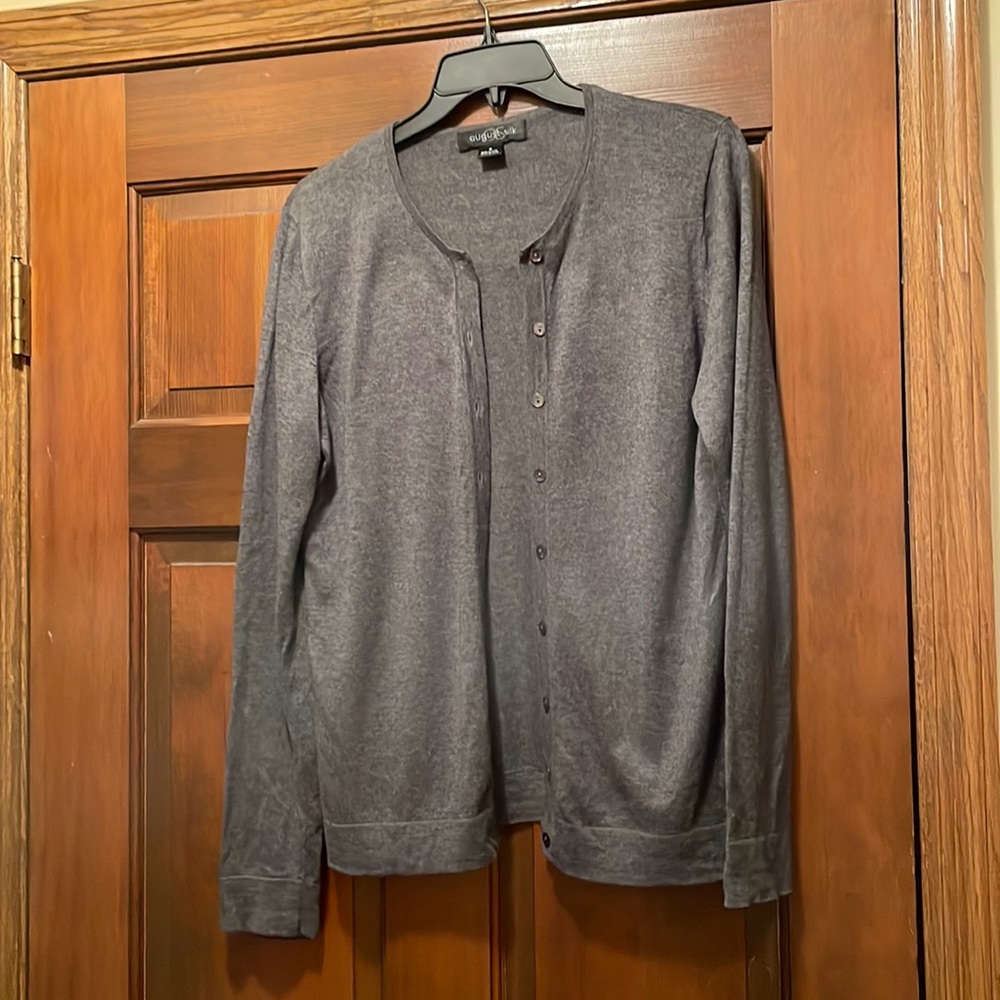 August Silk charcoal gray cardigan